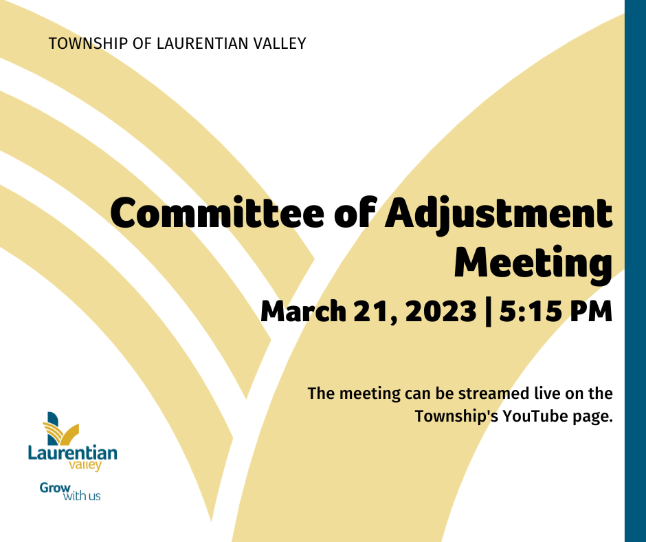 Graphic with information about the Committee of Adjustment Meeting.