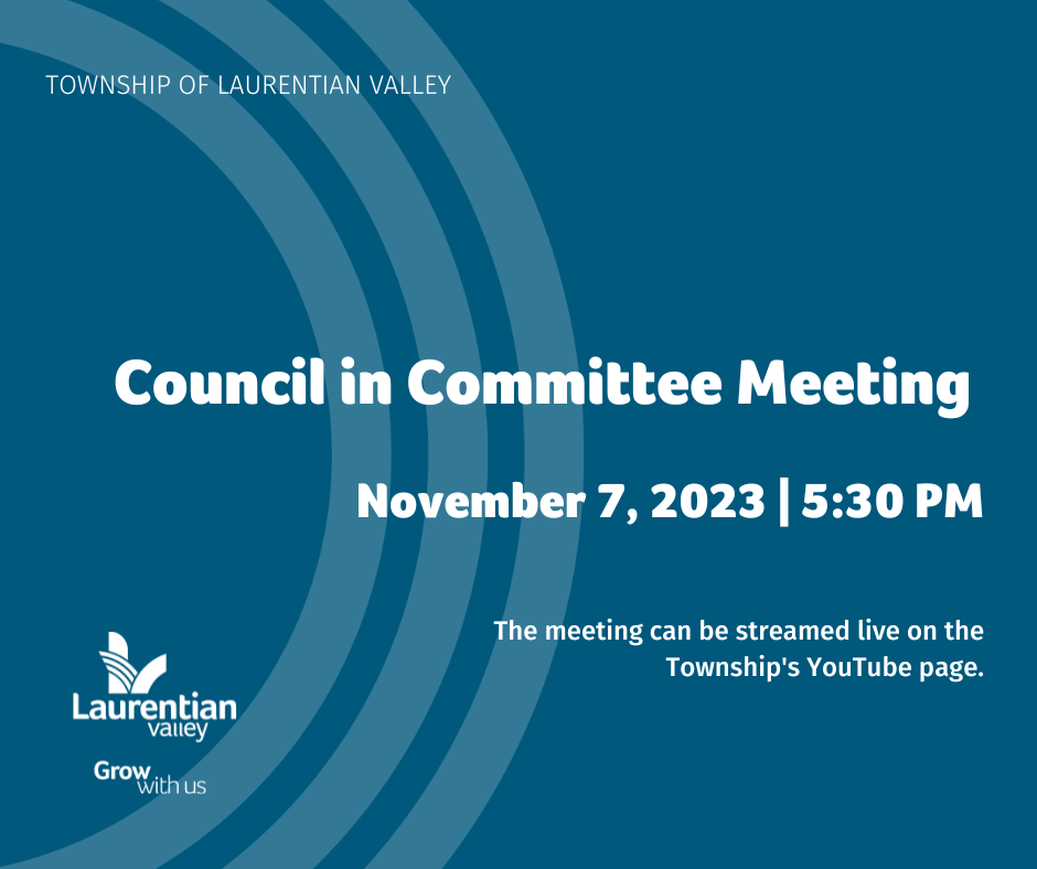 LV branded graphic with information about the Council in Committee Meeting on November 7, 2023.